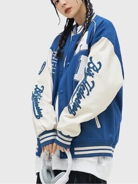Aelfric Eden Blue and White Letterman Jacket